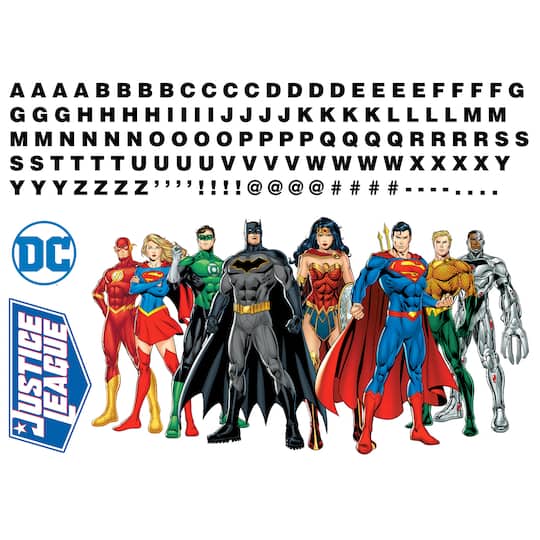 RoomMates Justice League Peel & Stick Giant Wall Decal Set with Alphabet